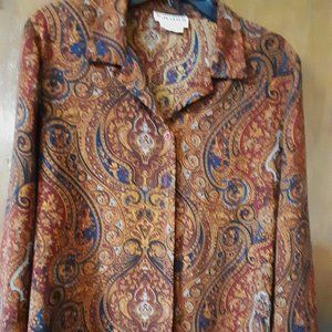 LONG SLEEVE MULTI-COLORED PAISLEY BLOUSE